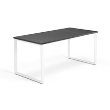 Psací stůl QBUS, O-podnož, 1600x800 mm, bílý rám, černá