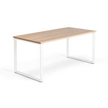 Psací stůl QBUS, O-podnož, 1600x800 mm, bílý rám, dub