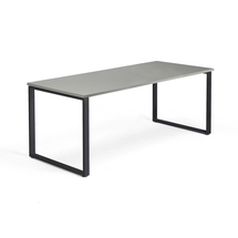 Psací stůl QBUS, O-podnož, 1800x800 mm, černý rám, světle šedá