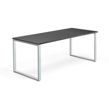 Psací stůl QBUS, O-podnož, 1800x800 mm, stříbrný rám, černá