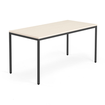 Jednací stůl QBUS, 4 nohy, 1600x800 mm, černý rám, bříza