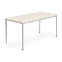 Jednací stůl QBUS, 4 nohy, 1600x800 mm, stříbrný rám, bříza