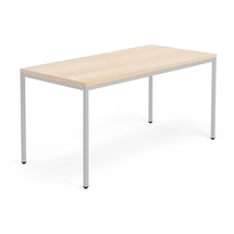 Jednací stůl QBUS, 4 nohy, 1600x800 mm, stříbrný rám, dub