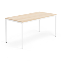 Jednací stůl QBUS, 4 nohy, 1600x800 mm, bílý rám, dub