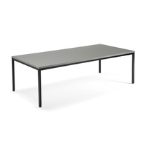 Jednací stůl QBUS, 2400x1200 mm, 4 nohy, černý rám, světle šedá