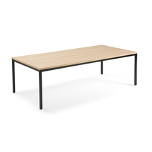 Jednací stůl QBUS, 2400x1200 mm, 4 nohy, černý rám, dub