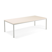 Jednací stůl QBUS, 2400x1200 mm, 4 nohy, stříbrný rám, bříza