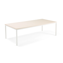 Jednací stůl QBUS, 2400x1200 mm, 4 nohy, bílý rám, bříza