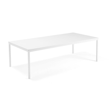 Jednací stůl QBUS, 2400x1200 mm, 4 nohy, bílý rám, bílá