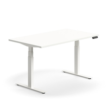 Výškově nastavitelný stůl QBUS, 1400x800 mm, bílá podnož, bílá