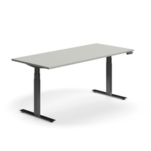 Výškově nastavitelný stůl QBUS, 1800x800 mm, černá podnož, světle šedá