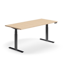 Výškově nastavitelný stůl QBUS, 1800x800 mm, černá podnož, dub