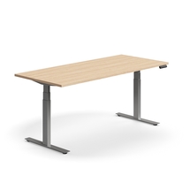 Výškově nastavitelný stůl QBUS, 1800x800 mm, stříbrná podnož, dub