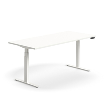 Výškově nastavitelný stůl QBUS, 1800x800 mm, bílá podnož, bílá