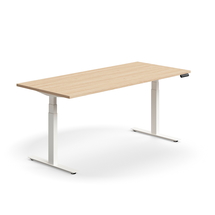 Výškově nastavitelný stůl QBUS, 1800x800 mm, bílá podnož, dub