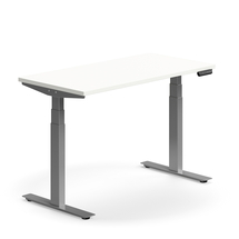 Výškově nastavitelný stůl QBUS, 1200x600 mm, stříbrná podnož, bílá