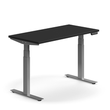 Výškově nastavitelný stůl QBUS, 1200x600 mm, stříbrná podnož, černá