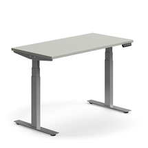 Výškově nastavitelný stůl QBUS, 1200x600 mm, stříbrná podnož, světle šedá