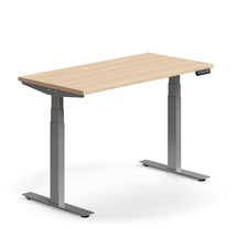 Výškově nastavitelný stůl QBUS, 1200x600 mm, stříbrná podnož, dub