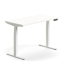 Výškově nastavitelný stůl QBUS, 1200x600 mm, bílá podnož, bílá