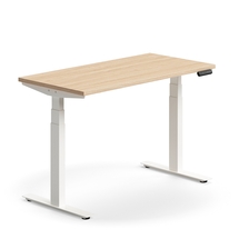 Výškově nastavitelný stůl QBUS, 1200x600 mm, bílá podnož, dub