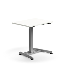 Výškově nastavitelný stůl QBUS, 800x600 mm, stříbrná podnož, bílá