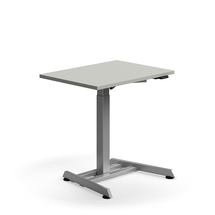 Výškově nastavitelný stůl QBUS, 800x600 mm, stříbrná podnož, světle šedá