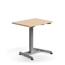 Výškově nastavitelný stůl QBUS, 800x600 mm, stříbrná podnož, dub