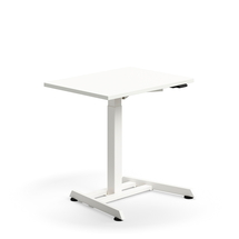 Výškově nastavitelný stůl QBUS, 800x600 mm, bílá podnož, bílá