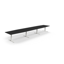Jednací stůl QBUS, T-nohy, 5600x1200 mm, tvar člunu, bílá podnož, černá