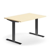 Psací stůl QBUS, T-nohy, 1200x800 mm, černá podnož, bříza