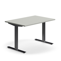 Psací stůl QBUS, T-nohy, 1200x800 mm, černá podnož, světle šedá
