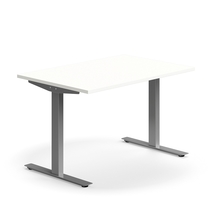 Psací stůl QBUS, T-nohy, 1200x800 mm, stříbrná podnož, bílá