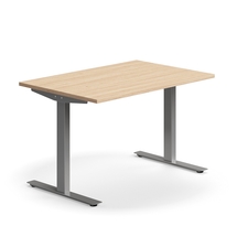 Psací stůl QBUS, T-nohy, 1200x800 mm, stříbrná podnož, dub
