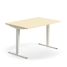 Psací stůl QBUS, T-nohy, 1200x800 mm, bílá podnož, bříza