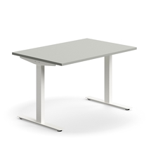 Psací stůl QBUS, T-nohy, 1200x800 mm, bílá podnož, světle šedá