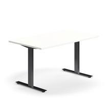 Psací stůl QBUS, T-nohy, 1400x800 mm, černá podnož, bílá