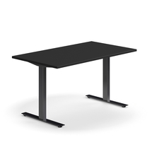 Psací stůl QBUS, T-nohy, 1400x800 mm, černá podnož, černá
