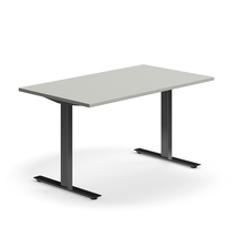 Psací stůl QBUS, T-nohy, 1400x800 mm, černá podnož, světle šedá