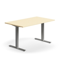 Psací stůl QBUS, T-nohy, 1400x800 mm, stříbrná podnož, bříza