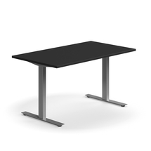Psací stůl QBUS, T-nohy, 1400x800 mm, stříbrná podnož, černá