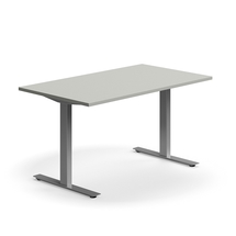 Psací stůl QBUS, T-nohy, 1400x800 mm, stříbrná podnož, světle šedá