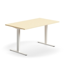 Psací stůl QBUS, T-nohy, 1400x800 mm, bílá podnož, bříza