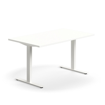 Psací stůl QBUS, T-nohy, 1400x800 mm, bílá podnož, bílá