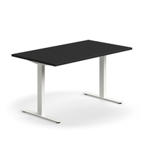Psací stůl QBUS, T-nohy, 1400x800 mm, bílá podnož, černá