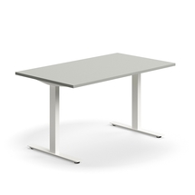 Psací stůl QBUS, T-nohy, 1400x800 mm, bílá podnož, světle šedá