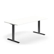 Psací stůl QBUS, T-nohy, 1800x800 mm, černá podnož, bílá
