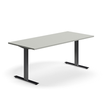 Psací stůl QBUS, T-nohy, 1800x800 mm, černá podnož, světle šedá