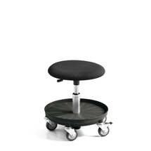 Pracovní stolička MIDI, 370-500 mm, čalouněný sedák, černá