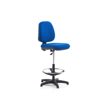 Pracovní židle DARWIN, 635-815 mm, opěrný kruh, textilní potah, modrá